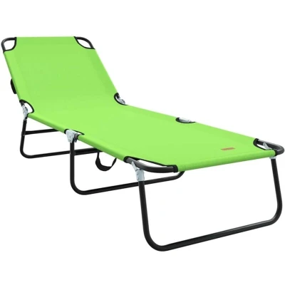 Image of vidaXL Folding Sun Lounger Portable Green 600D Oxford Fabric
