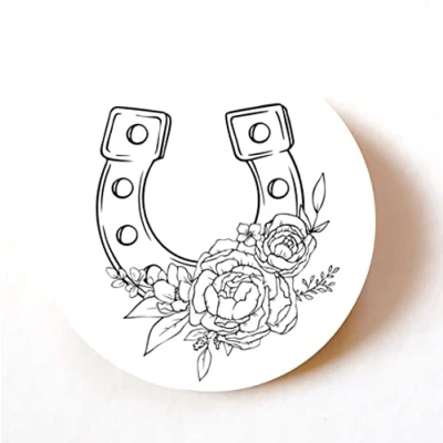 Image of stika.co Pack of 24, 72, 240 Sketched Lucky Horseshoe Stickers, Paper Labels, Crafts Stickers (24)