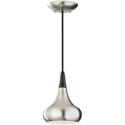 Image of Beso 1 Light Dome Ceiling Pendant Brushed Steel, E27