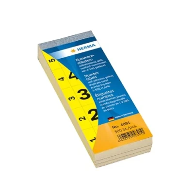 Image of HERMA GmbH 28 x 56 mm Self Adhesive Number Blocks Yellow (Pack of 500)