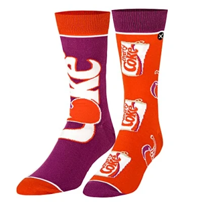 Image of Cool Socks, Official Coca Cola Funny Novelty Print Adult, Cherry Coke Split, Large