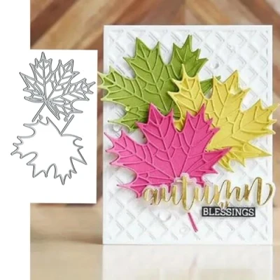 Image of 2pcs Christmas Maple Leaf Metal Die Cuts,Merry Autumn Cutting Dies Cut Stencils DIY Scrapbooking Decorative Embossing Paper Party Wedding Card Making