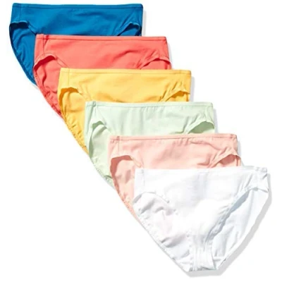 Image of Amazon Essentials Women&#039;s Cotton High Leg Brief Underwear (Available in Plus Size), Pack of 6, Pretty Colour Pops, 12