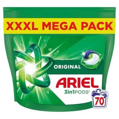 Image of Ariel All In 1 PODS, Washing Liquid Laundry Detergent Capsules 70 Washes, Original, Outstanding Stain Removal Wash, Brrrilliant Cold and Short
