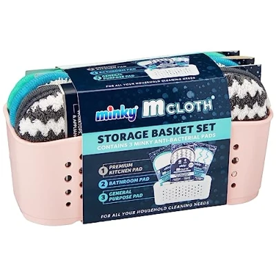 Image of Minky Pink M Cloth Storage Basket Set