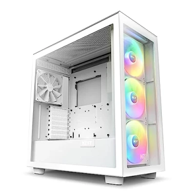 Image of NZXT H7 Elite CM H71EW 02 ATX Mid Tower PC Gaming Case Front I/O USB Type C Port Quick Release Tempered Glass Side Panel White (2023)