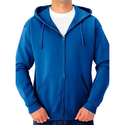Image of Jerzees Men&#039;s Fleece Hooded Sweatshirt, Full Zip Heather Grey, Large