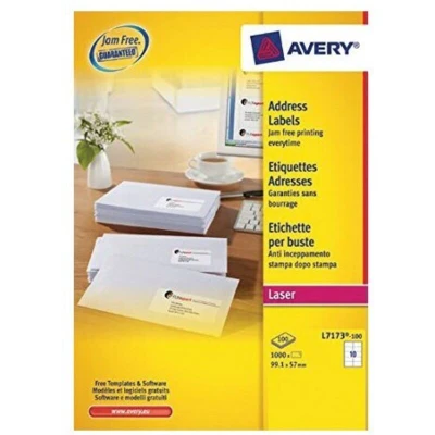Image of Avery L7173 Laser Label 99.1X57MM White PK100