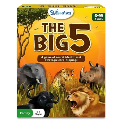 Image of Skillmatics Card Game The Big 5, Animal Themed of Secret Identities &amp; Strategic flipping, Family Friendly Game, Gifts for Ages 6 and Up