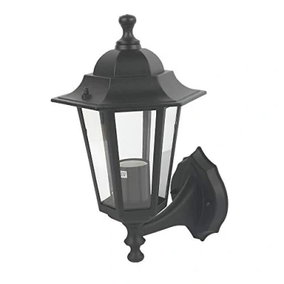 Image of Traditional 6 Sided Garden/Porch Outdoor Coach Wall Lantern IP44 (Black (no Bulb))