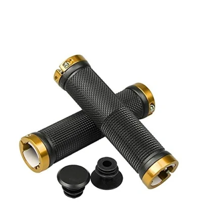 Image of Bike Handlebar Grips,Mountain Grips MTB Bicycle Cover Anti slip Shockproof Mountain Lock On Rubber BMX Handle Bar End Grips(Yellow)