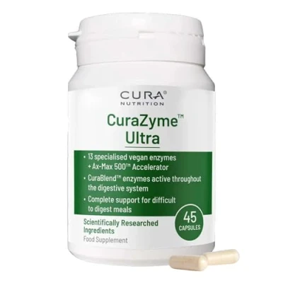 Image of CURA NUTRITION CuraZyme Ultra (45 Capsules) for Sensitive Stomachs, Advanced Digestive Enzymes Supplement Blend, Nutrient Supplements, Gut Health Supplement, Easy Digest, Digestion Relief