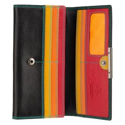 Image of VISCONTI RIO 11 Ladies Large Soft Leather Wallet Purse Clutch, Black/Rhuba,