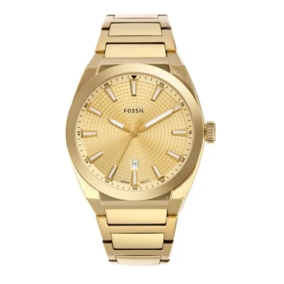 Image of FOSSIL Everett Watch for Men, Quartz Movement with Stainless Steel or Leather Strap,Gold Tone,42 mm
