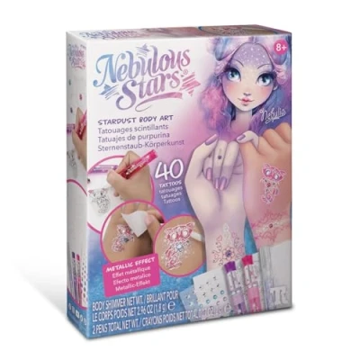 Image of Nebulous Stars Creative Tattoo and Nail Art Set with Body Paint for Skin Nails Girls Aged 7+