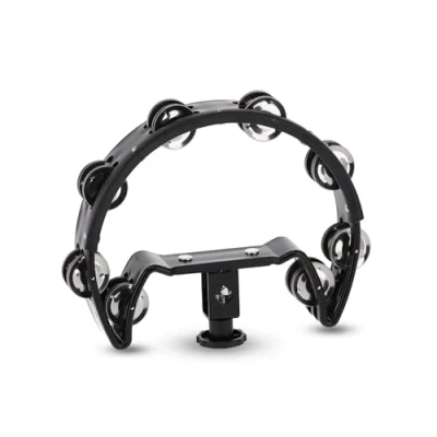 Image of GEWA jingle wreath half moon 16 pairs of chrome plated jingles double row color black mountable