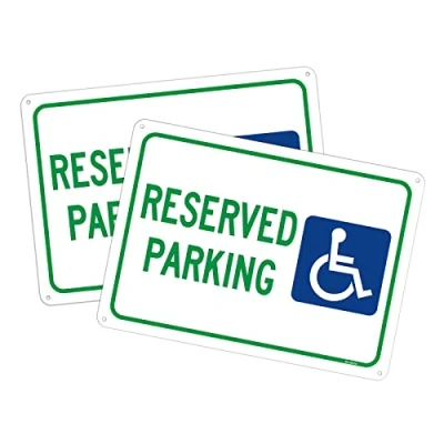 Image of Andchi 2 Pack Handicap Reserved Parking Sign with Picture of Wheelchair, UV Protected Rust proof Aluminum, Weather Resistant 25 * 35cm