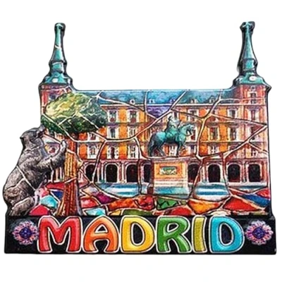 Image of Madrid Spain 3D Fridge Magnet,Home &amp; Kitchen Decoration Magnetic Sticker Refrigerator Magnet Collection Travel Souvenir Gift