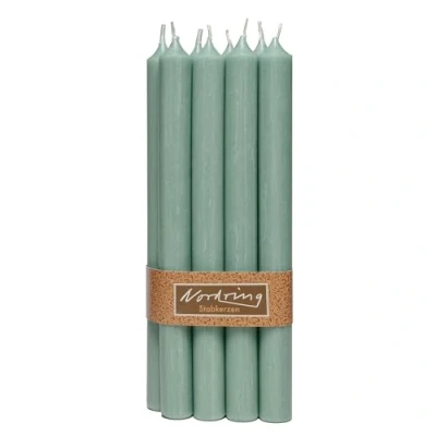 Image of Nordring Pack of 8 Rustic Taper Candles 2.2 cm x 18 High Green