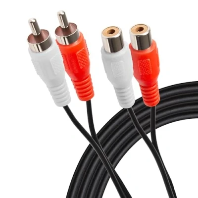Image of Maplin Twin RCA Phono Male to Female Extension Cable, 3m