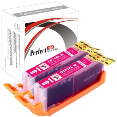 Image of 2 Magenta PerfectPrint Compatible Ink Cartridge Replace CLI571 for Canon Pixma MG5750 MG5751 MG5752 MG5753 MG6850 MG6851 MG6852 MG6853 MG7750 MG7751 MG7752 MG7753