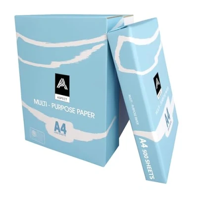 Image of Aspect A4 White Paper Sheets 2 Reams 1000 80gsm Bright Office Printer, Copier Multifunction Laser Inkjet Stronger, (2 reams)