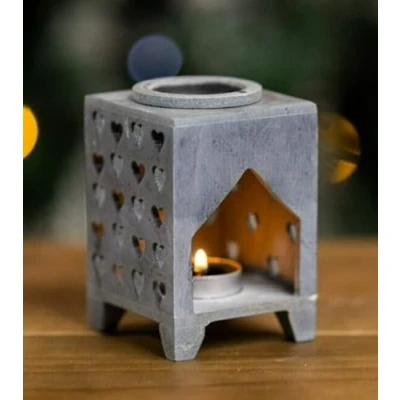 Image of Marco Paul Soapstone Hearts Wax Melt Burners Oil Warmer For Essential Oils Ornamental Light Home Decor Diamante Fragrance Scent Burner Accessories Gifts