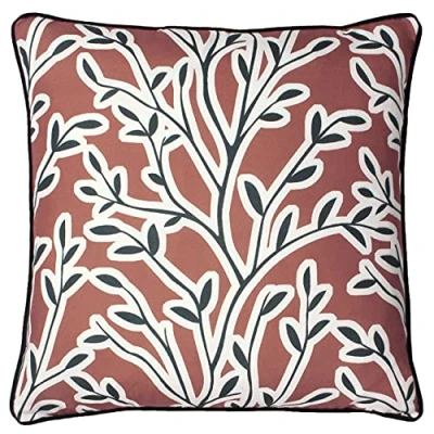 Image of furn. Annika Abstract Floral Feather Filled Cushion Red One Size