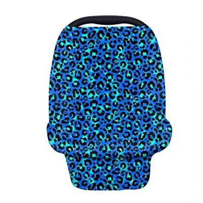 Image of Wanyint Novelty Blue Wild Cheetah Print Car Seat Covers for Babies,Nursing Cover Carseat Canopy,Baby Breastfeeding Cover,Multi Use Nursing Scarf,Infant Stroller