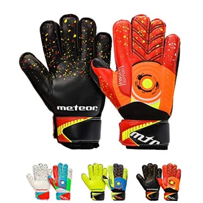 Image of Goalie Gloves for Kids Goalkeeper Football Goalkeeping Boys Youth Adult Junior Children Strong Keeper Grip Finger Protection Prevent Injuries Embossed Back