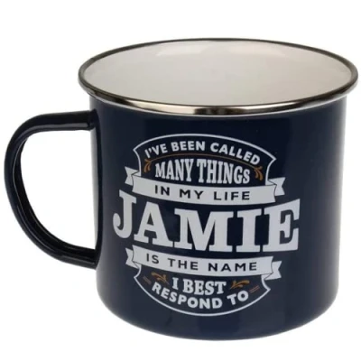Image of FabFinds Coffee Mug Personalised Enamel Tea Cup (Jamie)