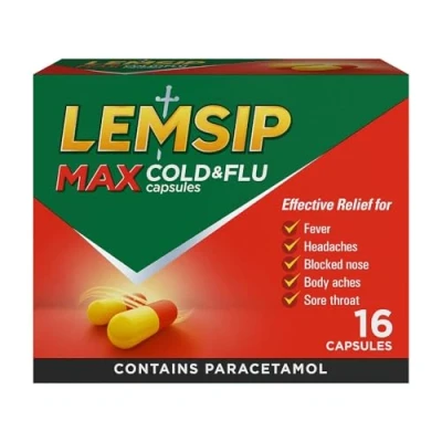 Image of Lemsip Max Cold &amp; Flu Capsules (16 Capsules)
