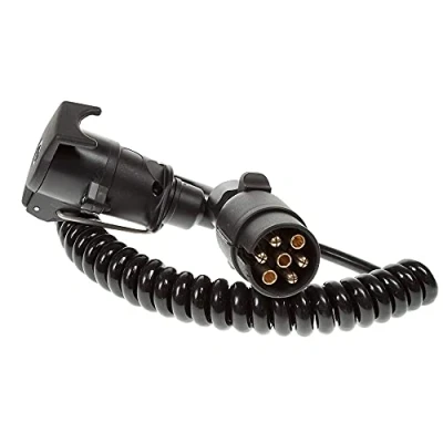 Image of Maypole 1.5 m 7 Pin N Type Curly Extension Lead (Plug To Socket) for Trailer Lighting