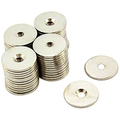 Image of Countersunk Steel Disc for Using Magnets, Hang Artwork or Noticeboards 25mm dia x 2mm thick 4mm hole