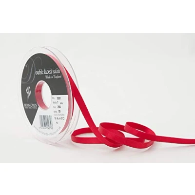 Image of Berisfords Double FACE Poly Satin Ribbon, Red, 7 mm