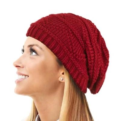 Image of TOSKATOK Ladies Knit Slouch Winter Hat/Beanie Chocolate