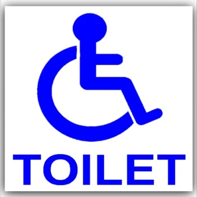 Image of 1 x Disabled Toilet Self Adhesive Vinyl Sticker Blue onto White Disabled,Disability,Wheelchair Sign