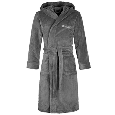 Image of Di Vadini Unisex Men&#039;s Women&#039;s Florence Bathrobe with Hood I Fluffy Dressing Gown Sleepwear Made of Fine Microfibre OekoTex Standard 100 Kimono Choice Colours and Sizes XXS 5XL Grey