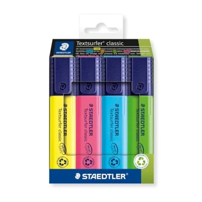 Image of STAEDTLER 364 C4 Textsurfer Classic Highlighter Assorted Colours (Card Pack of 4)