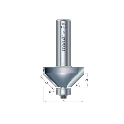 Image of Trend Professional Bearing Guided Chamfer Cutter, 45 Degree, 1/2 Inch Shank, 50mm Cut Diameter &amp; 19mm Length, Tungsten Carbide Tipped, 46/38X1/2TC
