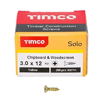 Image of TIMCO PZ1 CSK ZYP Solo Woodscrew 3.0 x 12 Gold Box of 200