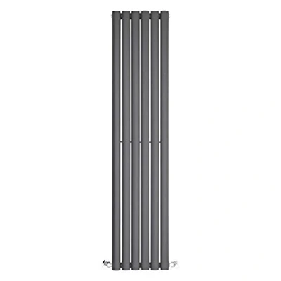 Image of BestBathrooms Anthracite Vertical Single Oval Panel Radiator 1400mm x 354mm