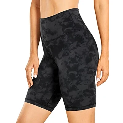 Image of CRZ Yoga Women&#039;s Naked Feeling 8&#039;&#039; Gym Shorts High Waisted Cycling Workout Running Spandex Tie Dye Smoke Ink 12