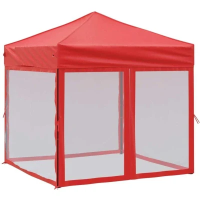 Image of vidaXL Folding Party Tent with Sidewalls Red 2x2 m