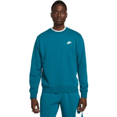 Image of NIKE BV2666 381 M NSW CLUB CRW FT Sweatshirt Men&#039;s GEODE TEAL/WHITE Size L