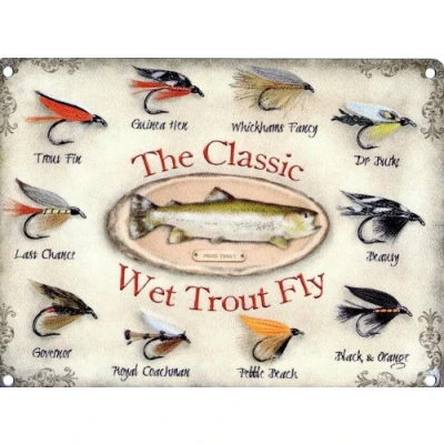 Image of Classic Wet Trout Fly large metal sign (og 3040)