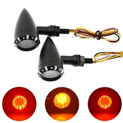 Image of HDBUBALUS Motorcycle 10mm Black LED Brake Blinker Light Turn Signal Indicator Fit for Harley Cruiser Chopper