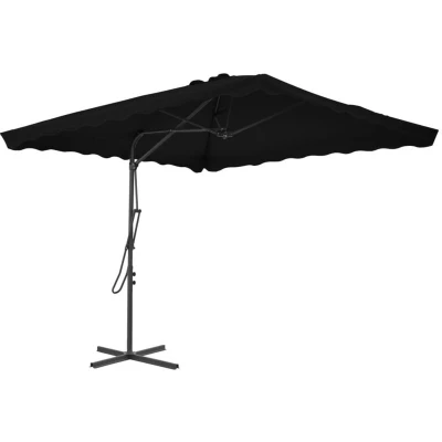 Image of vidaXL Garden Parasol with Steel Pole Black 250x250x230 cm