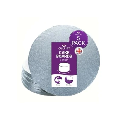 Image of Culpitt Cake Board, Drum, Silver, 11 Inch (279mm) Round, 0.5 (13mm) Thick, (Pack of 5 Boards), RWD11F