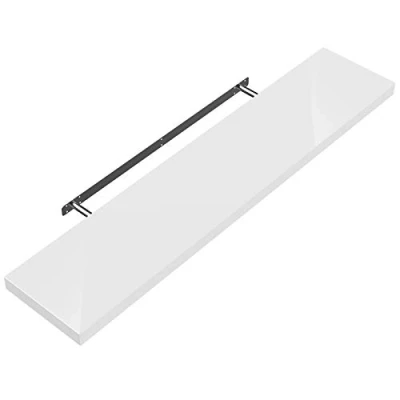 Image of CASARIA® 110cmx23cm High Gloss Black Floating Shelf Including Bracket Wall Shelving Living Room Kitchen Bedroom Office 38mm Thick Hidden Fixing 15kg Capacity MDF